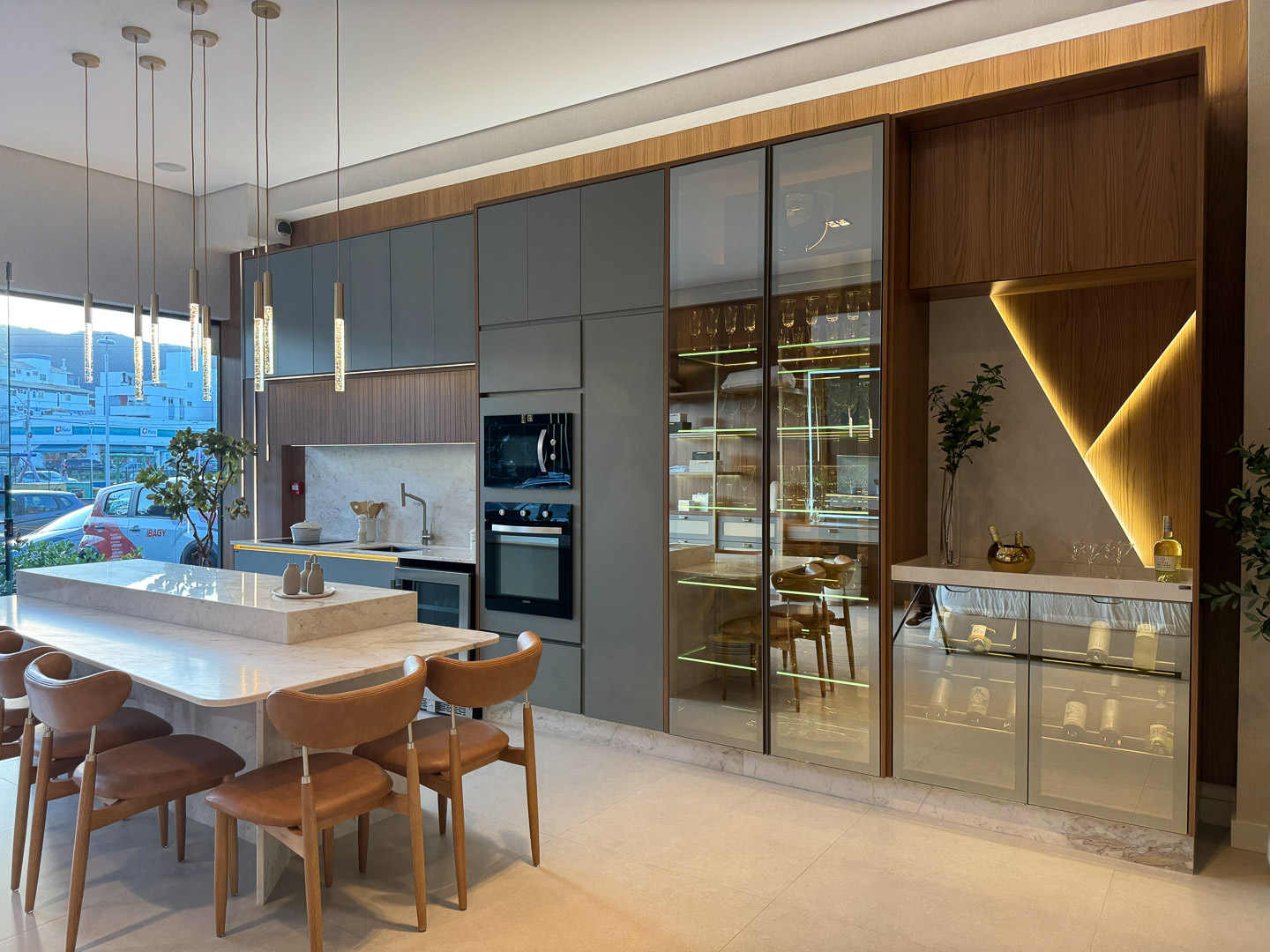 Cozinha e adega no horário dourado